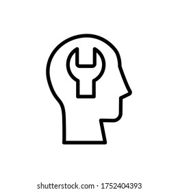 head wrench icon. Simple line, outline vector elements of brain process icons for ui and ux, website or mobile application