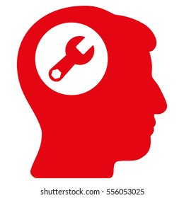 Head Wrench vector pictogram. Style is flat graphic symbol, red color, white background.