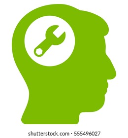 Head Wrench vector pictograph. Style is flat graphic symbol, eco green color, white background.