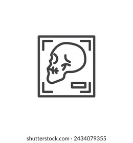 Head X-Ray Line-Symbol. Lineares Style-Zeichen für mobiles Konzept und Webdesign. Symbol für den menschlichen Röntgenkonturvektor. Symbol, Logo-Darstellung. Vektorgrafik