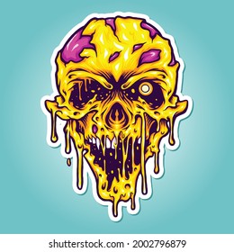 Head Yellow Zombie Horror Vector illustrations for your work Logo, mascot merchandise t-shirt, stickers and Label designs, poster, greeting cards advertising business company or brands.