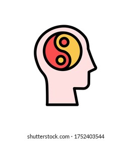 head yin yang icon. Simple color with outline vector elements of brain process icons for ui and ux, website or mobile application