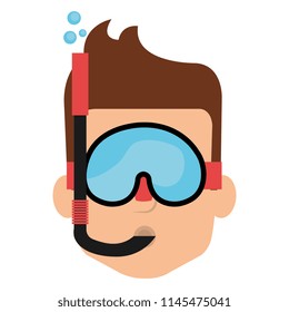 head young boy with snorkel