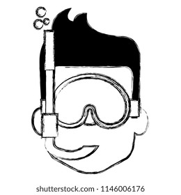 head young boy with snorkel