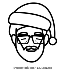 head of young man with beard and winter hat