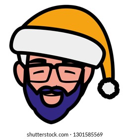 head of young man with beard and winter hat