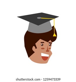 head of young man black with hat graduation