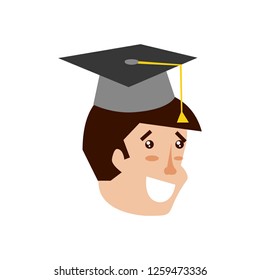 head of young man with hat graduation