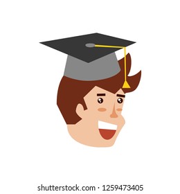 head of young man with hat graduation