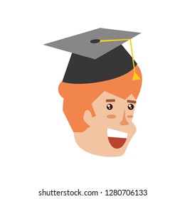 head of young man with hat graduation