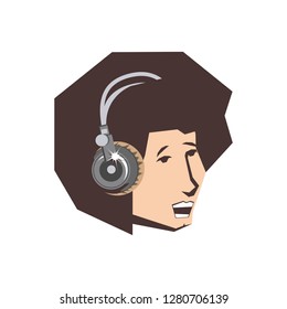 head of young man with headphone