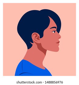 横顔の青年の頭 ラテン人の男は横に向いている ソーシャルネットワークのアバター ベクターフラットイラスト のベクター画像素材 ロイヤリティフリー Shutterstock