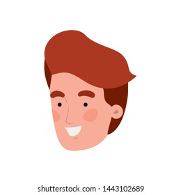 head of young man smiling on white background