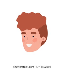 head of young man smiling on white background