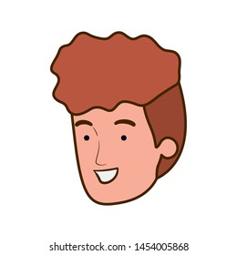 head of young man smiling on white background