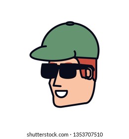head of young man with sunglasses