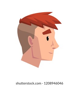 Head of young man with trendy haircut, profile of guy with fashion hairstyle vector Illustration on a white background