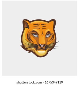 La cabeza de un tigre joven que está mirando hacia adelante.