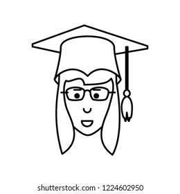 head of young woman graduated