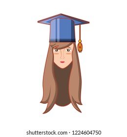 head of young woman graduated