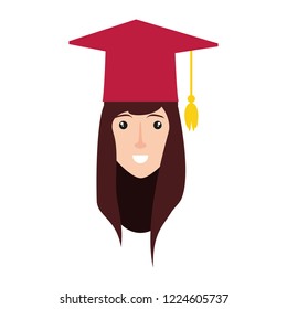 head of young woman graduated