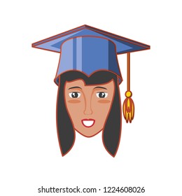 head of young woman graduated