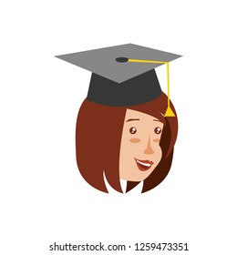 head of young woman with hat graduation