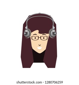 head of young woman with headphone