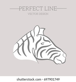 Head of zebra in black and white from profile, vector illustration
