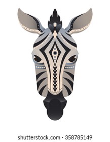 The head of zebra vector illustration. Abstract animal, icon, print, card, logo. Isolated on white  background