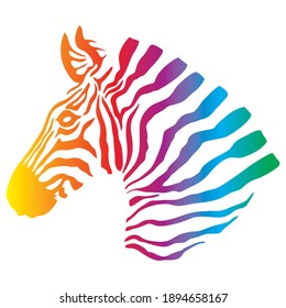 Ilustración Del Vector De Cebra. Cabeza De Cebra Colorida Aislada En Fondo Blanco. Resumen Ilustración de animales de cebra
