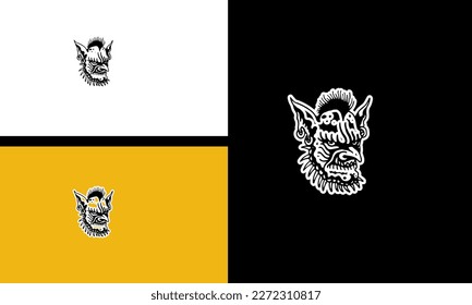 head zombie and horn vector outline design