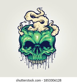 Head Zombie Skull Cannabis Smoke For Your Work Logo Merchandise Clothing Line, Stickers And Poster, Greeting Cards Advertising Business Company Or Brands