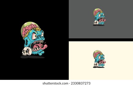 head zombie vector illustration mascot design