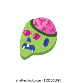 head of zombie in white background vector illustration design