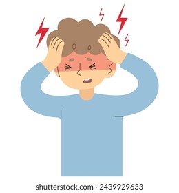 Headache 2 cute on a white background, vector illustration.