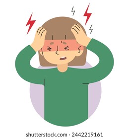 Headache 8 cute on a white background, vector illustration.