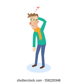 Headache attack. Head pain vector illustration