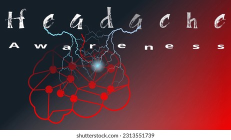 headache awareness vector, image vector illustration sick brain image bold texts