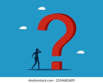 headache with big problems. man faces a big question mark 