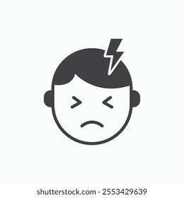 Headache black solid vecor icon