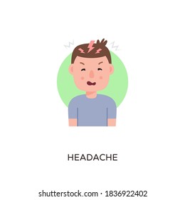 Headache Cartoon Character icon in vector. Logotype