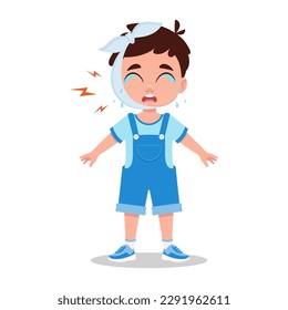 Headache in a child. Vector illustration