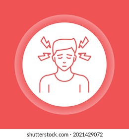 Headache color button icon. Allergy symptom, colds, flu. Pictogram for web page, mobile app, promo. UI UX GUI design element. 