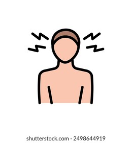 Headache color icon. Body and pain, head pain sign. Stress or anxiety simple sign. Isolated vector element.