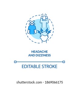 Headache and dizziness concept icon. CFS symptom idea thin line illustration. Neck stiffness. Vertigo, fainting and migraine. Vector isolated outline RGB color drawing. Editable stroke