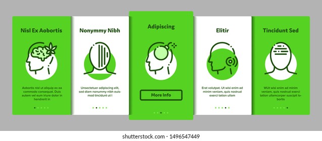 Headache Elements Vector Onboarding Mobile App Page Screen. Contour Illustrations