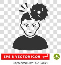 Headache EPS vector pictograph. Illustration style is flat iconic gray symbol on chess transparent background.