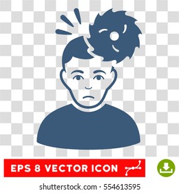 Headache EPS vector pictograph. Illustration style is flat iconic blue symbol on chess transparent background.