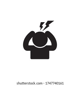 Headache in flat icon. illustration related to Coronavirus prevention tips. Vector illustration to avoid Coronavirus.